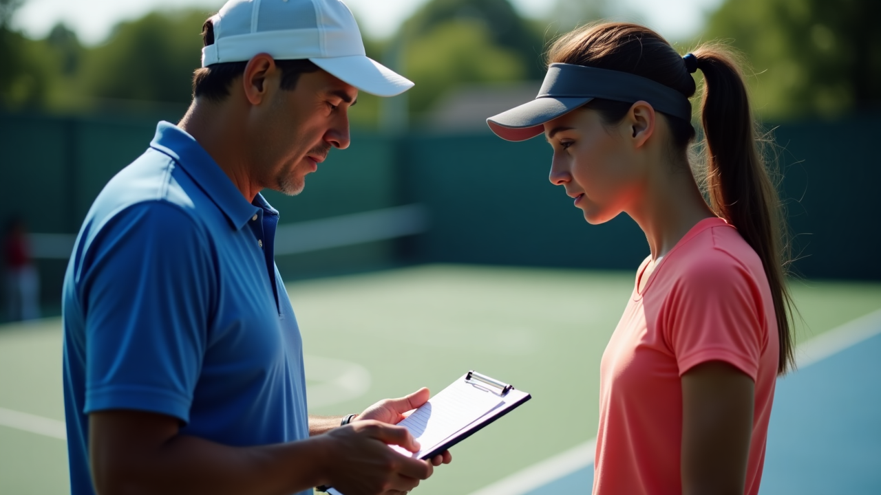 Coach and player discussing mental preparation strategies